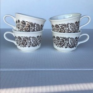 Set Of 4 Vintage Royal ‘Sussex’ (USA) Coffee Cups Ironstone Transferware